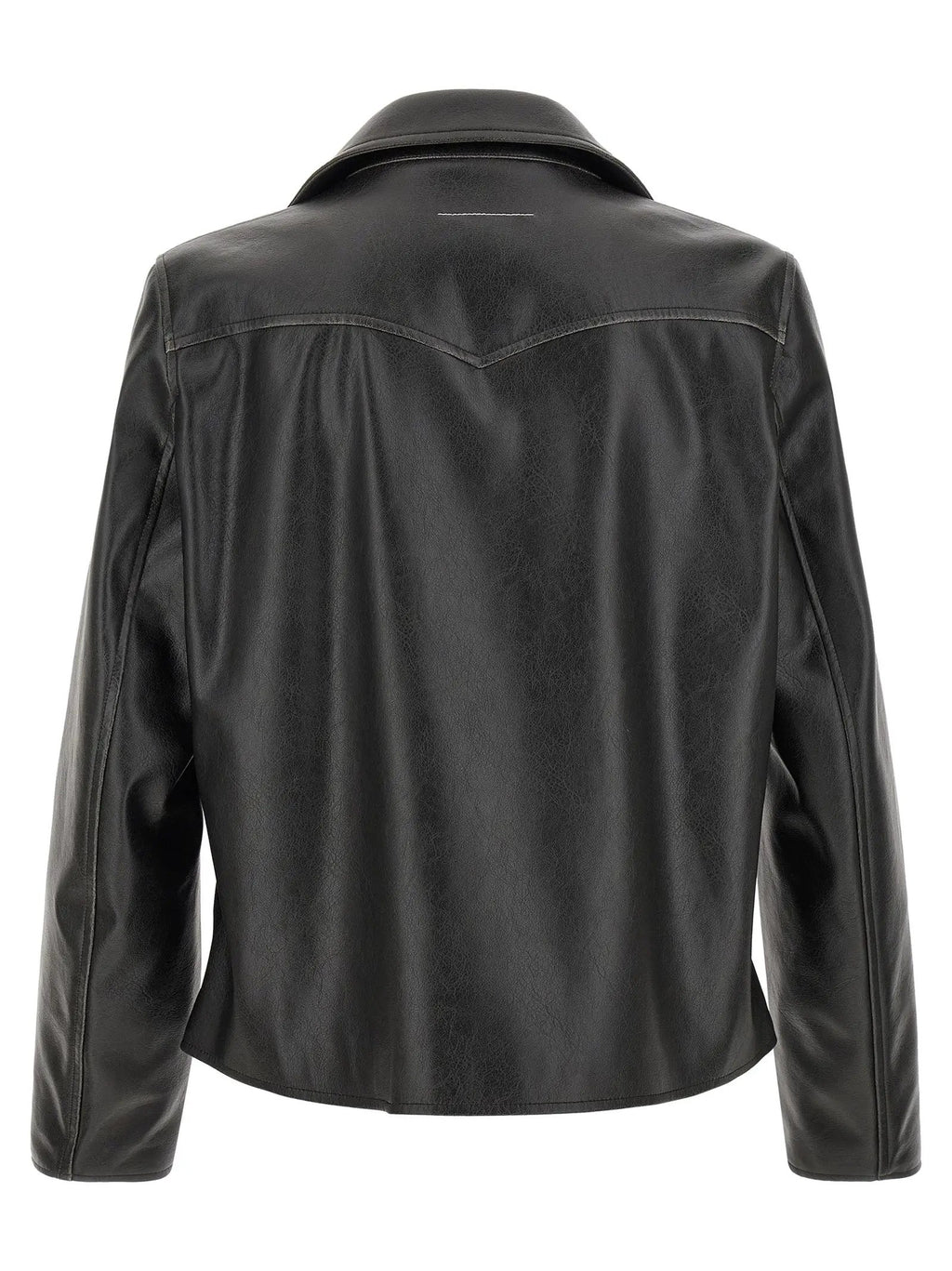 MM6 Maison Margiela Black Polyester Leather Jacket