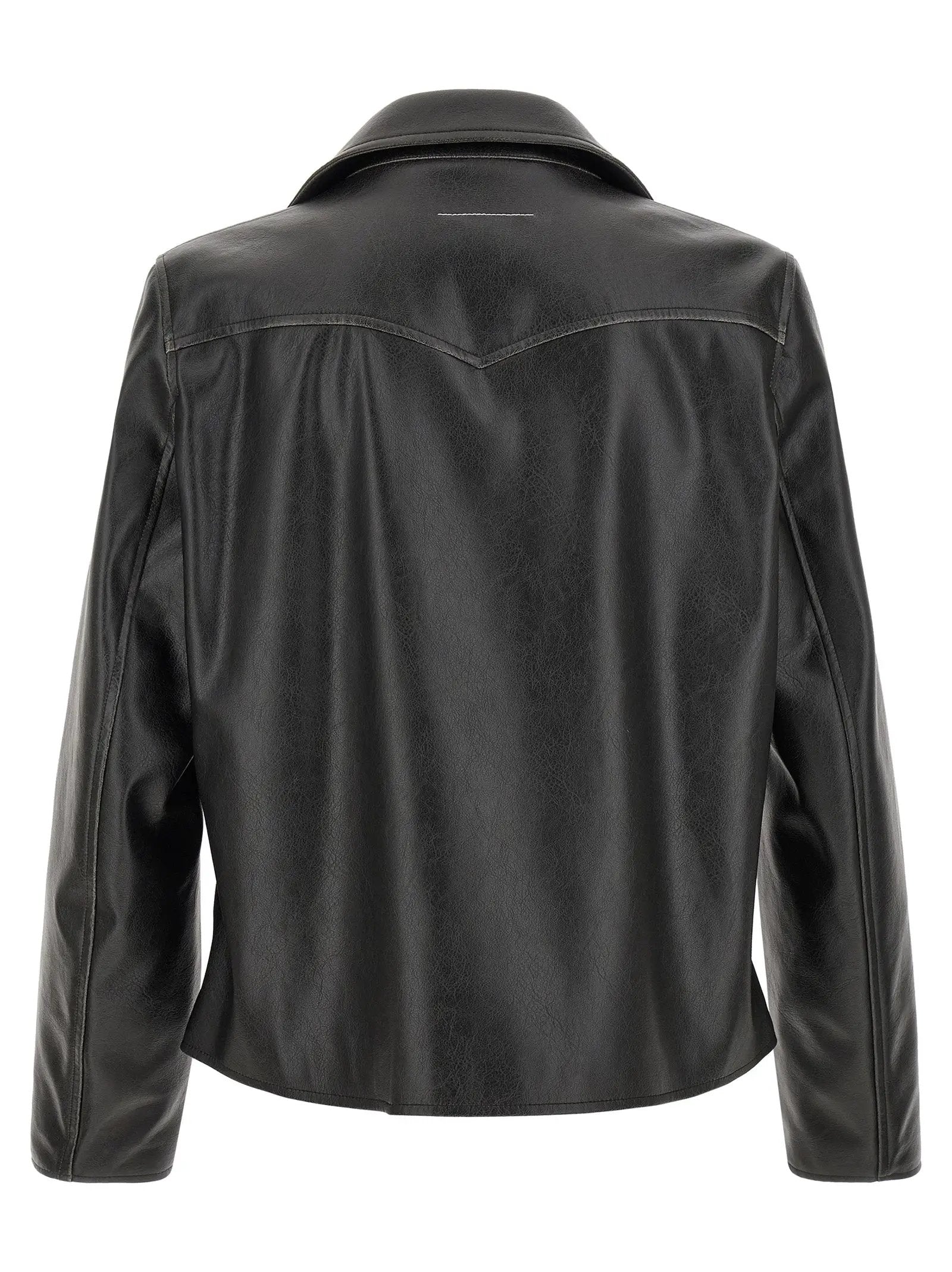 MM6 Maison Margiela Black Polyester Leather Jacket