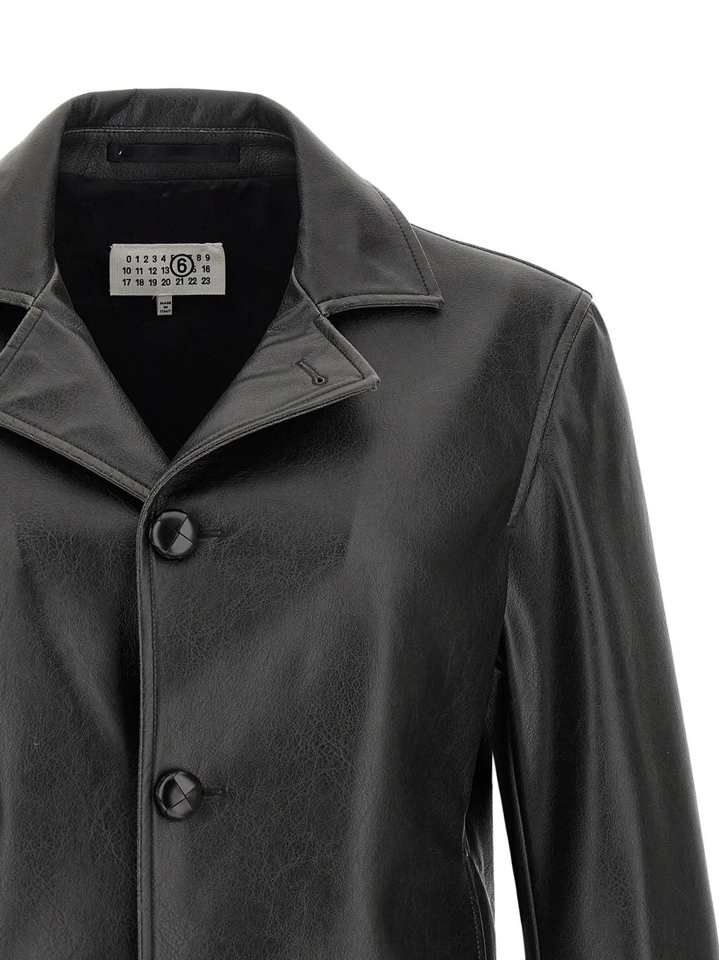 MM6 Maison Margiela Black Polyester Leather Jacket