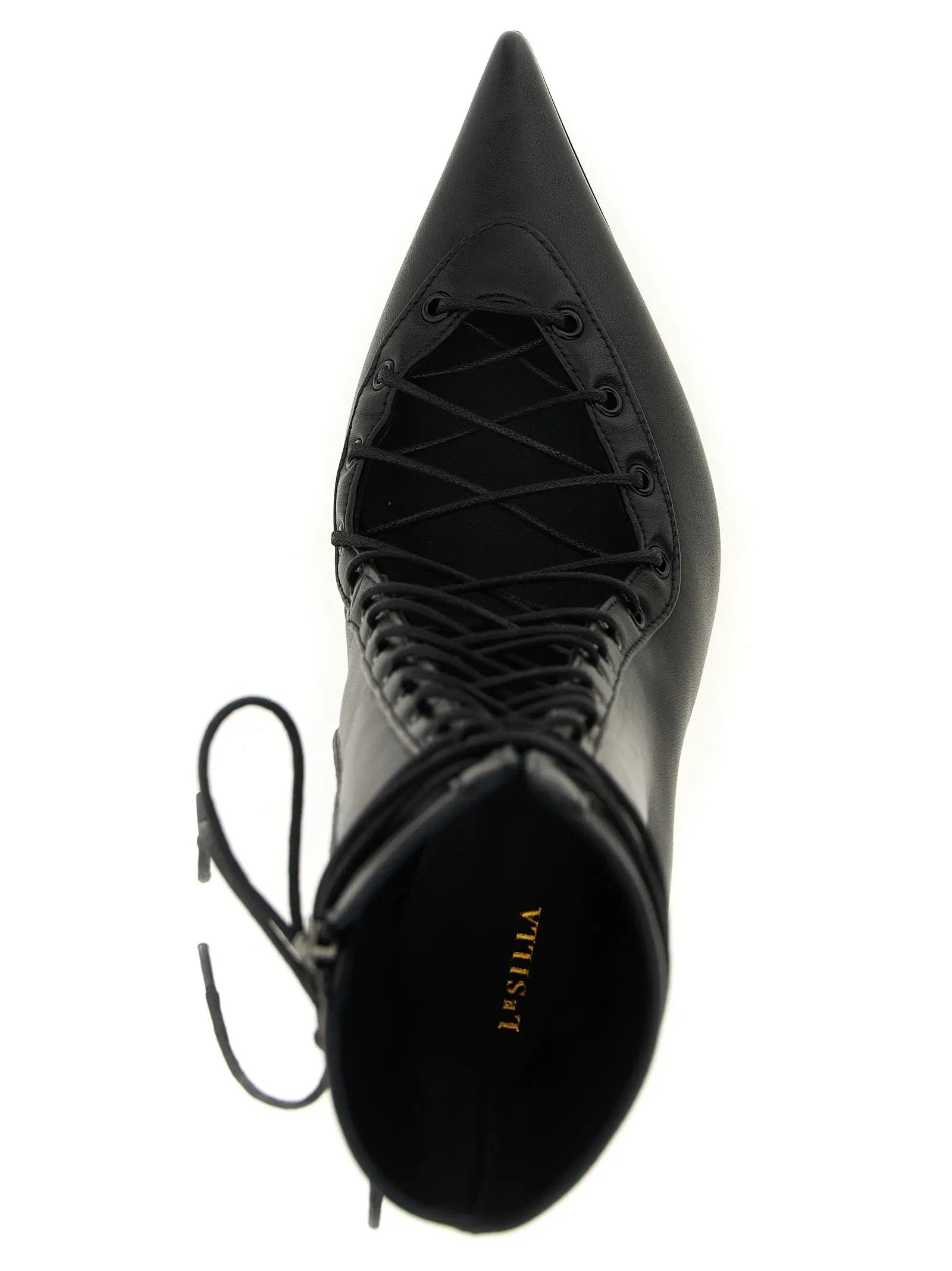 LE SILLA Black Lamb Leather Ankle Boots