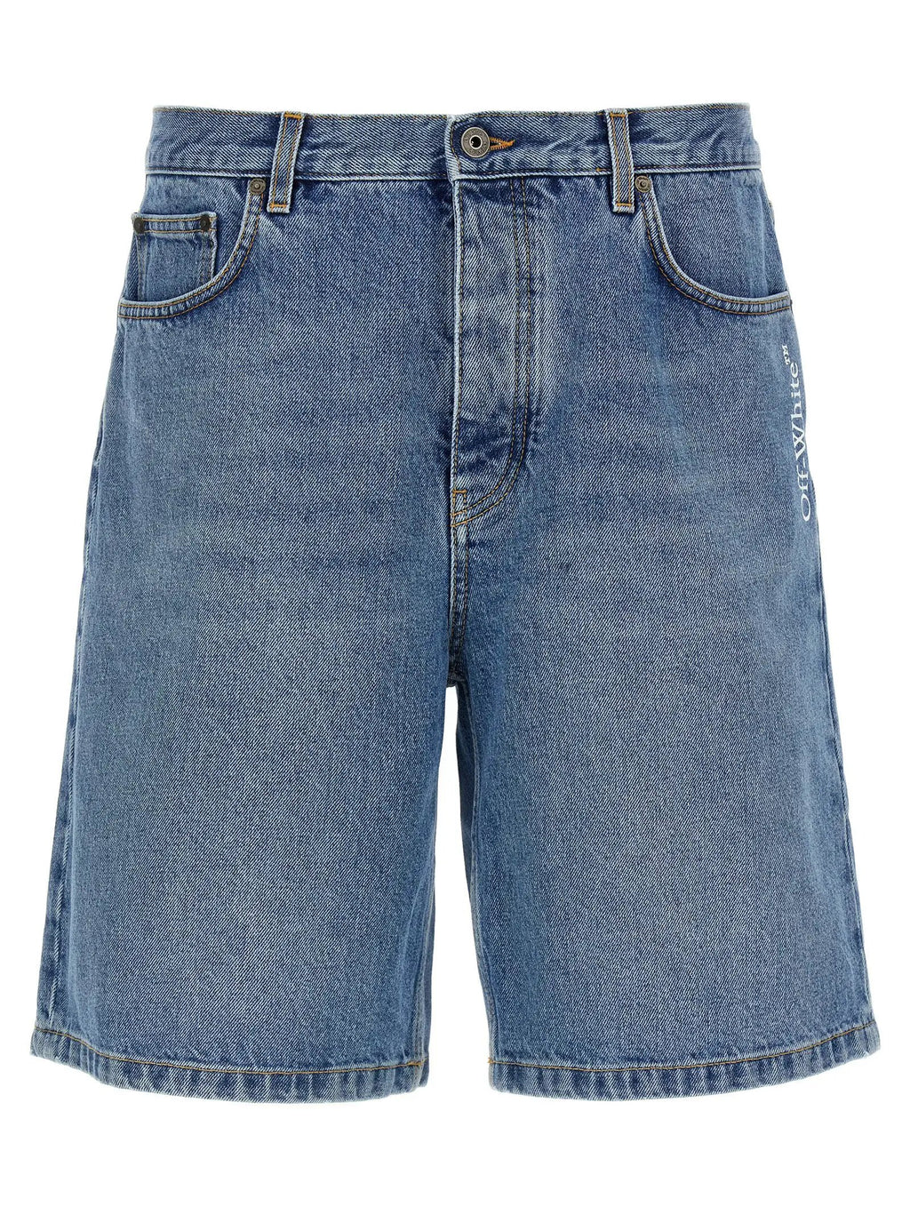 Off-White Blue Cotton Bermuda Shorts