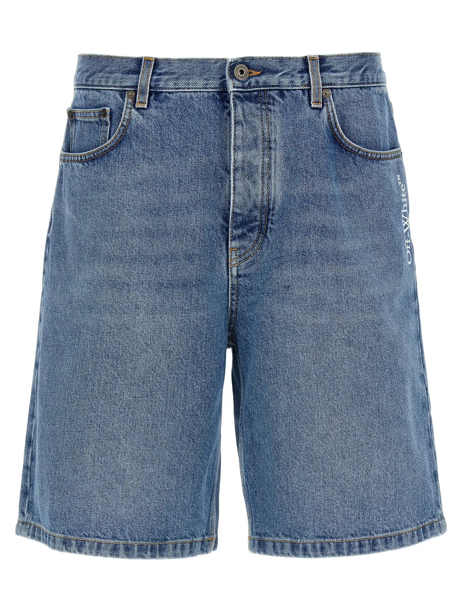 Off-White Blue Cotton Bermuda Shorts