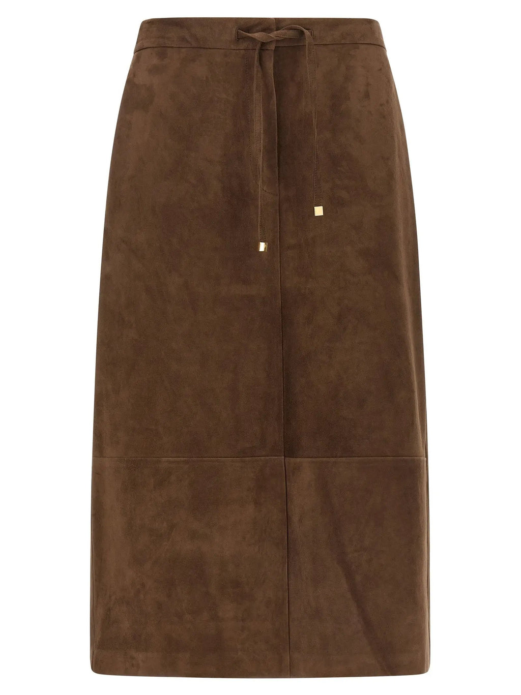 'S Max Mara Gold Lamb Leather Midi Skirt
