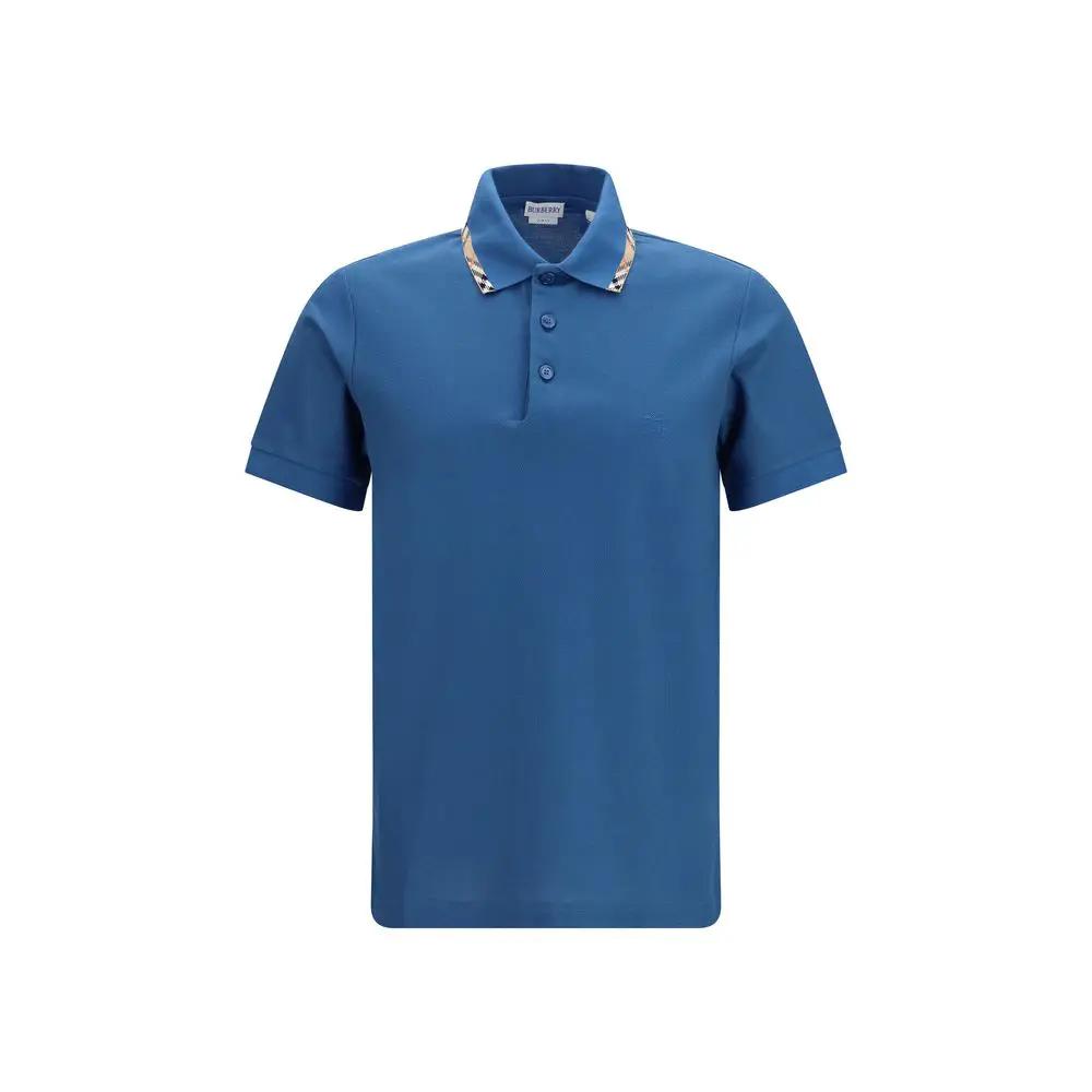 Burberry Blue Cotton Polo Shirt