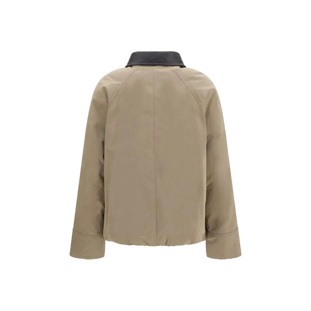 Brunello Cucinelli Beige Cotton Leather Jacket
