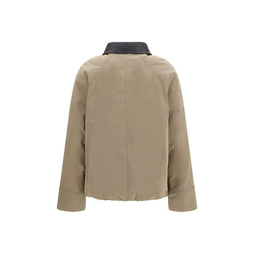 Veste Brunello Cucinelli en coton beige et cuir