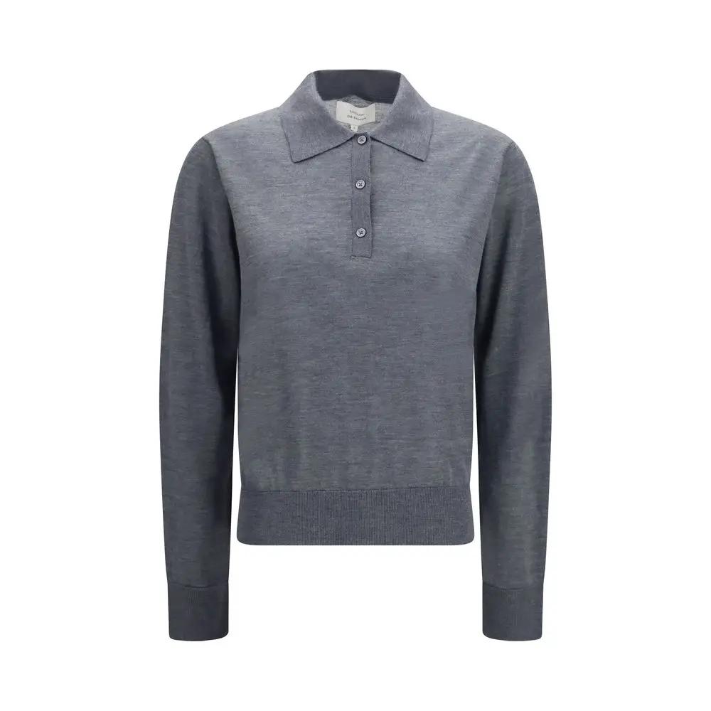 Loulou De Saison Gray Cashmere Polo Shirt