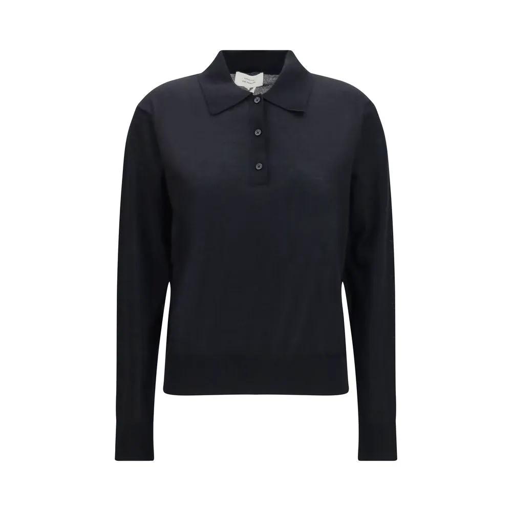 Loulou De Saison Black Cashmere Polo Shirt