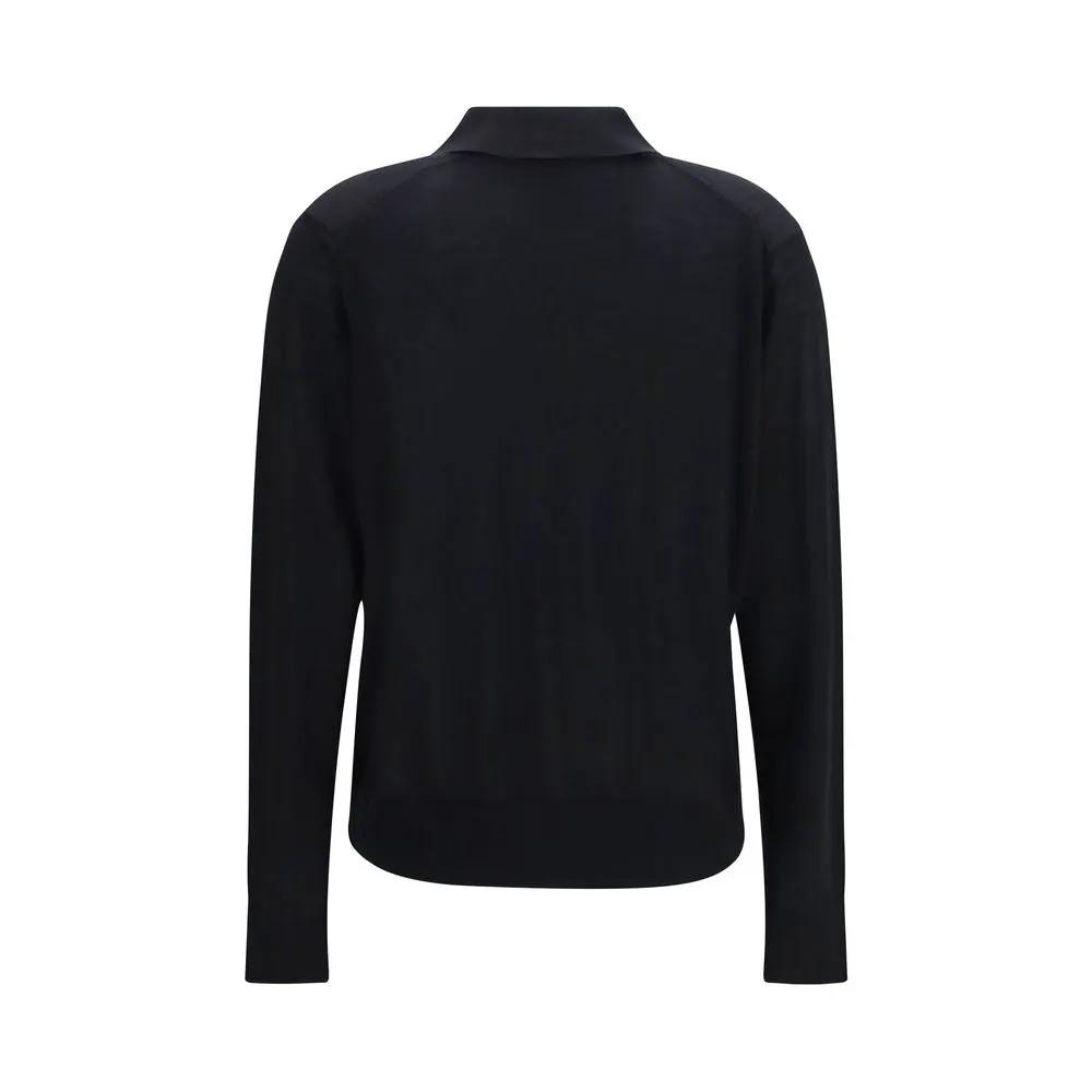 Loulou De Saison Black Cashmere Polo Shirt