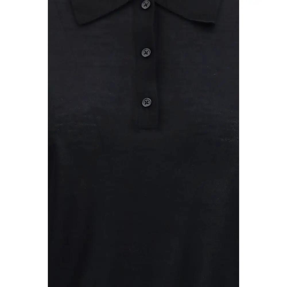 Loulou De Saison Black Cashmere Polo Shirt