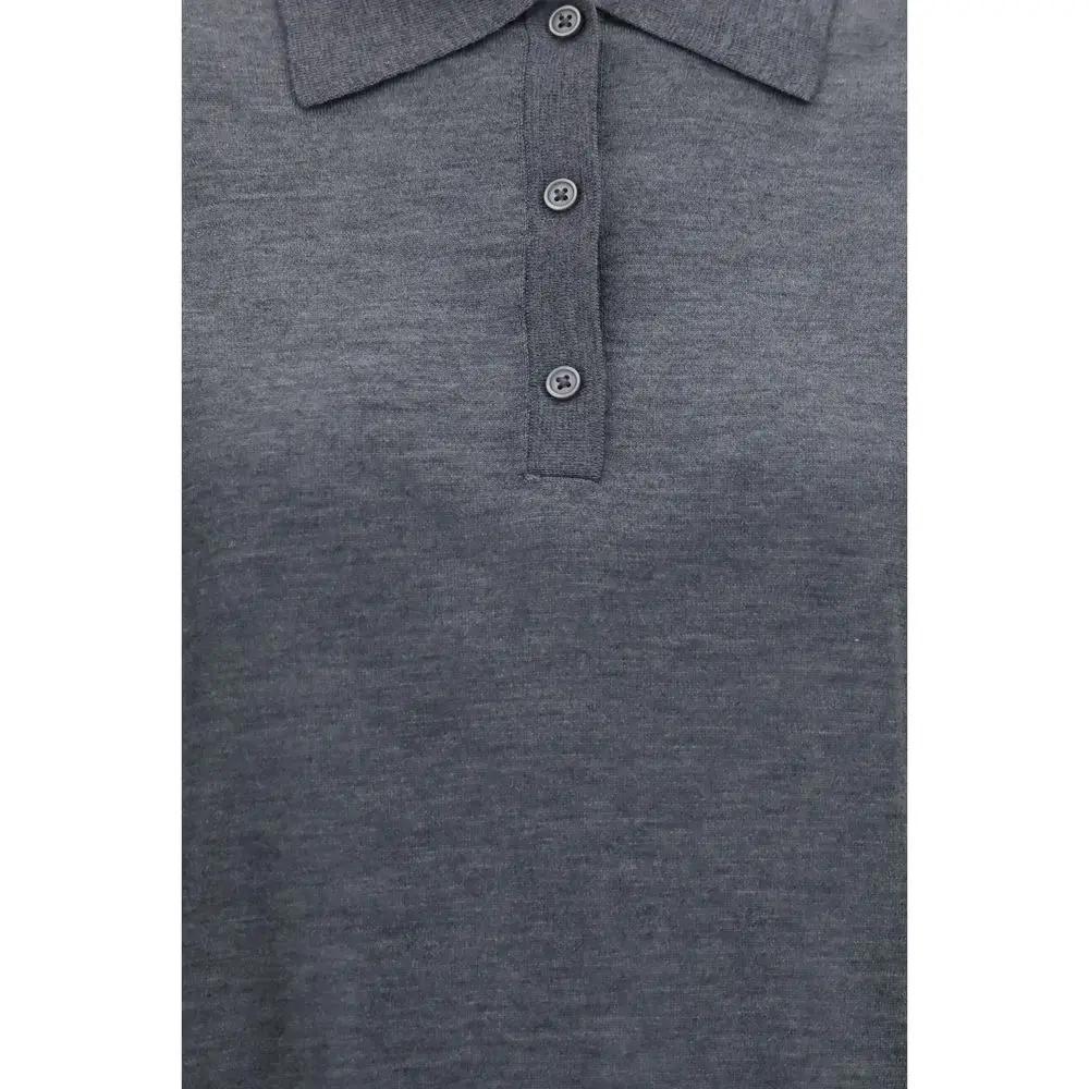 Loulou De Saison Gray Cashmere Polo Shirt