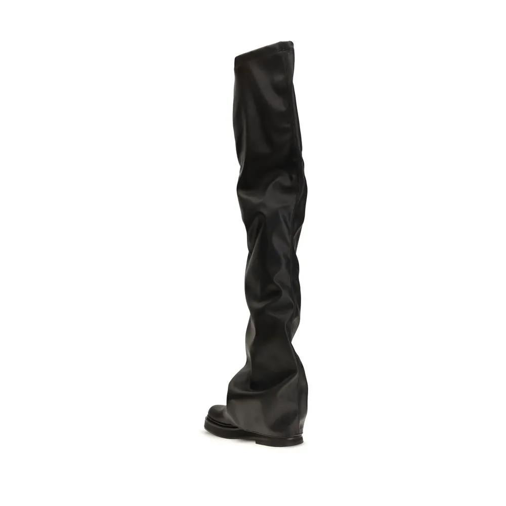The Attico Black Polyurethane Over The Knee