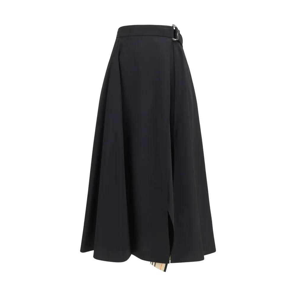 Burberry Black Wool Oves Aries Midi Skirt