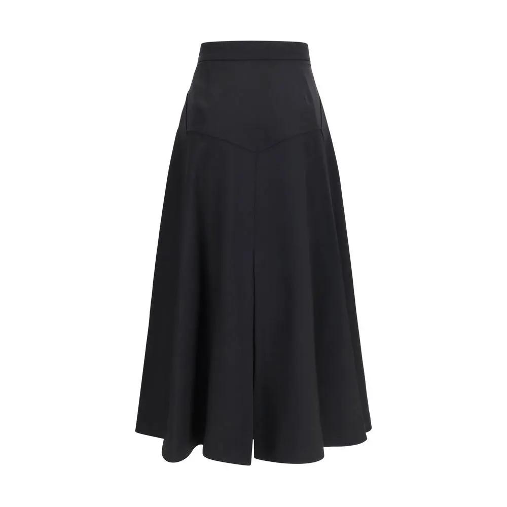 Burberry Black Wool Oves Aries Midi Skirt