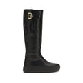 Bottes plates Chloé en cuir de veau noir Bos Taurus