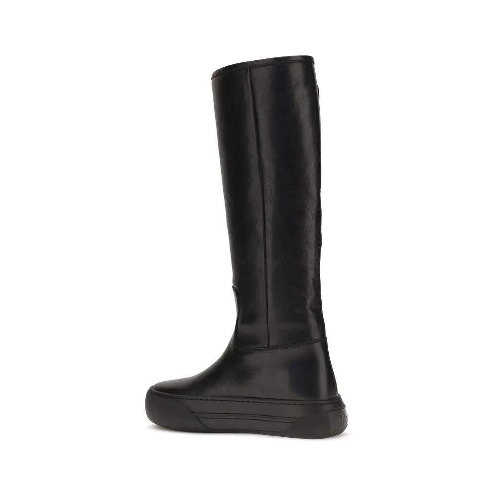 Bottes plates Chloé en cuir de veau noir Bos Taurus