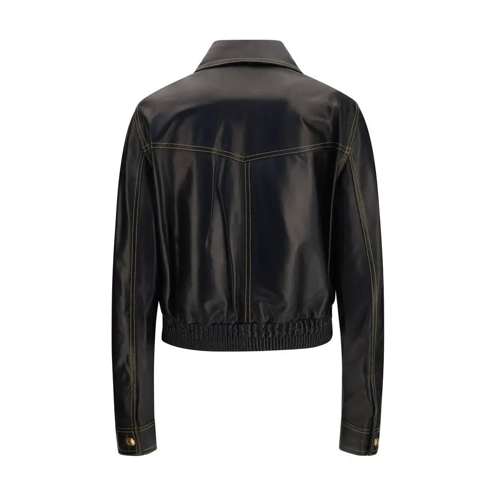 Versace Black Lamb Ovis Aries Aries Leather Jacket
