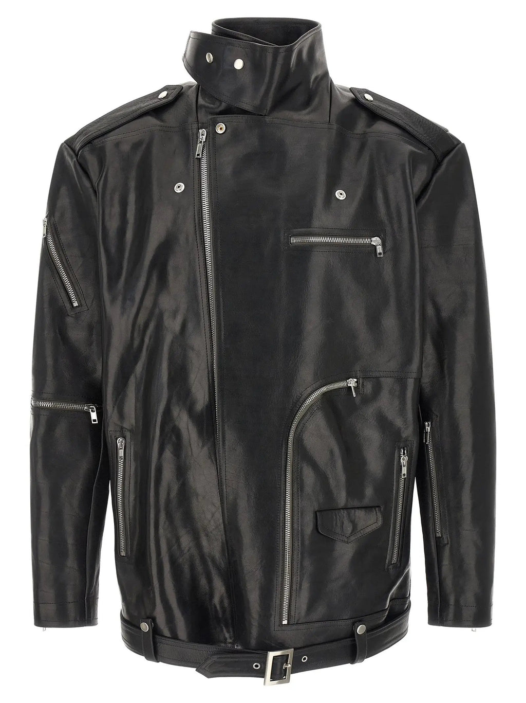 Rick Owens Black Bull Skin Leather Jacket