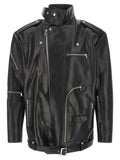 Rick Owens Black Bull Skin Leather Jacket