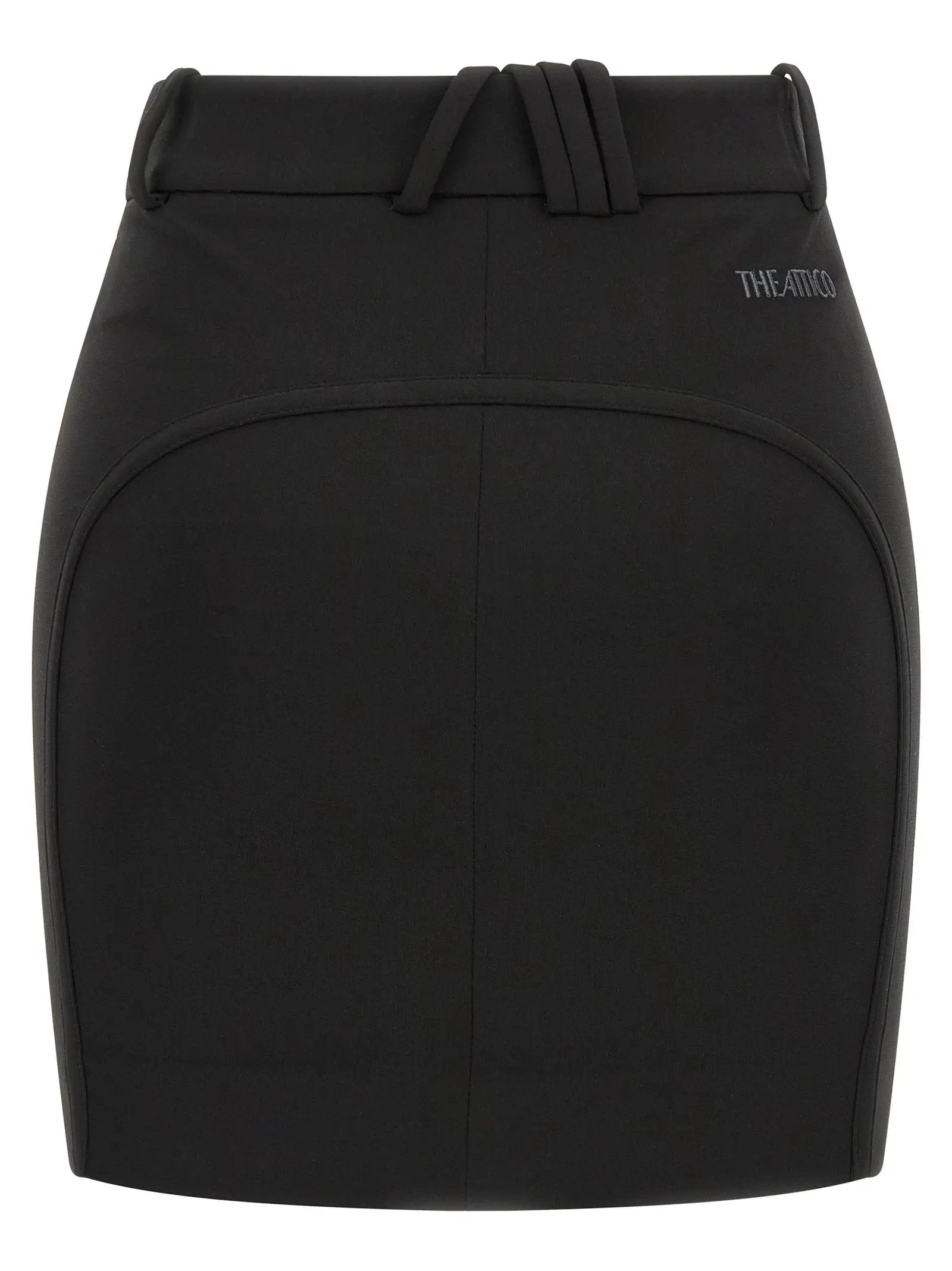 The Attico Black Viscose Long Skirt