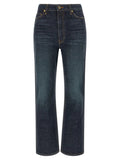 Khaite Blue Cotton Flared Jeans