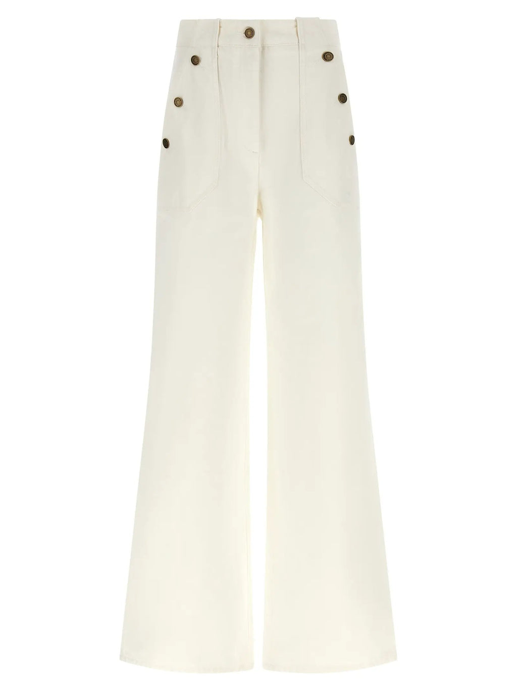 Max Mara White Cotton Flared Pants