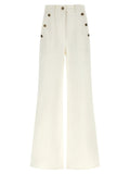 Max Mara White Cotton Flared Pants
