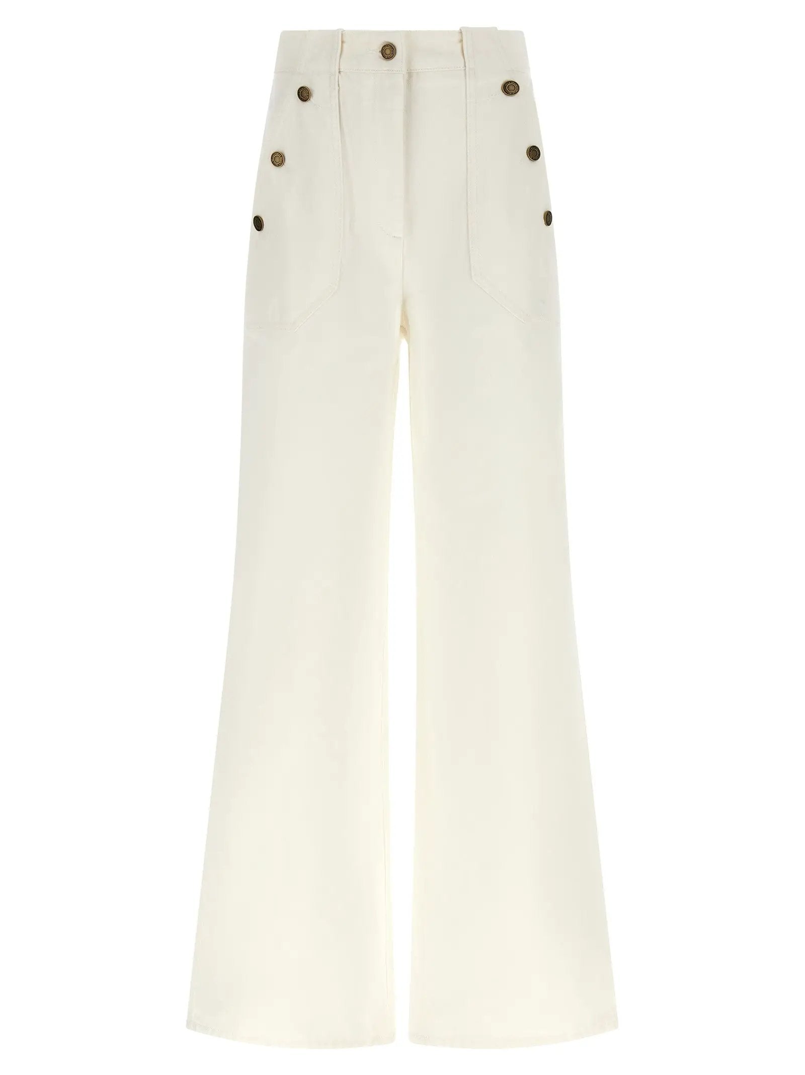 Max Mara White Cotton Flared Pants