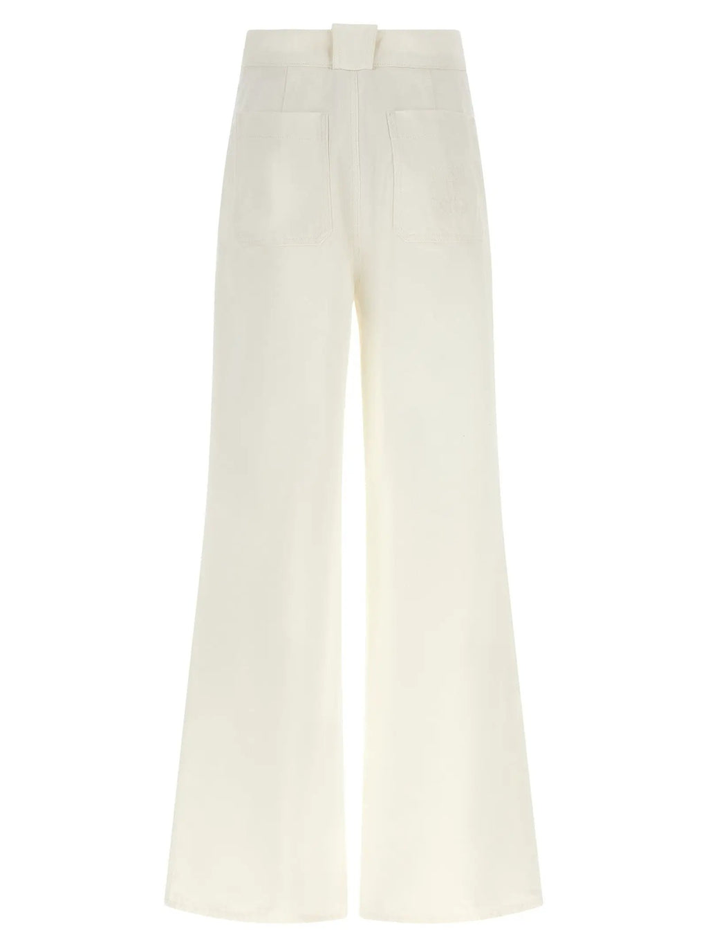 Max Mara White Cotton Flared Pants