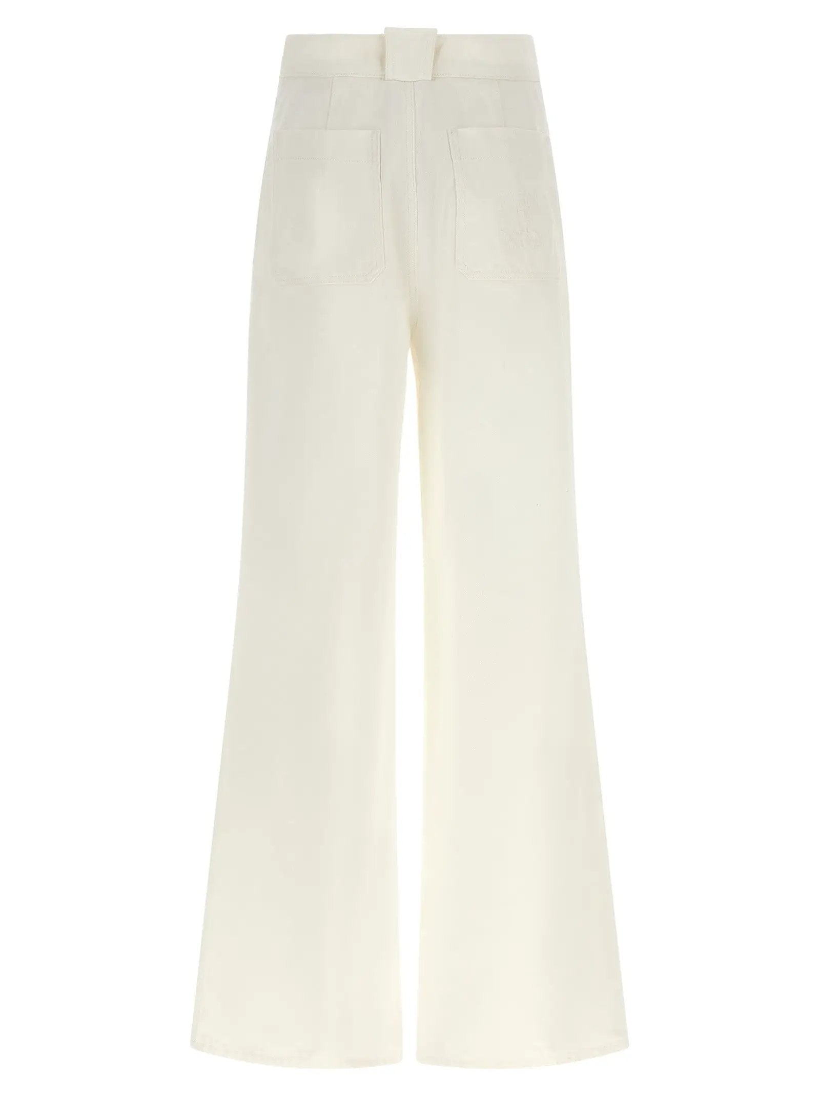 Max Mara White Cotton Flared Pants