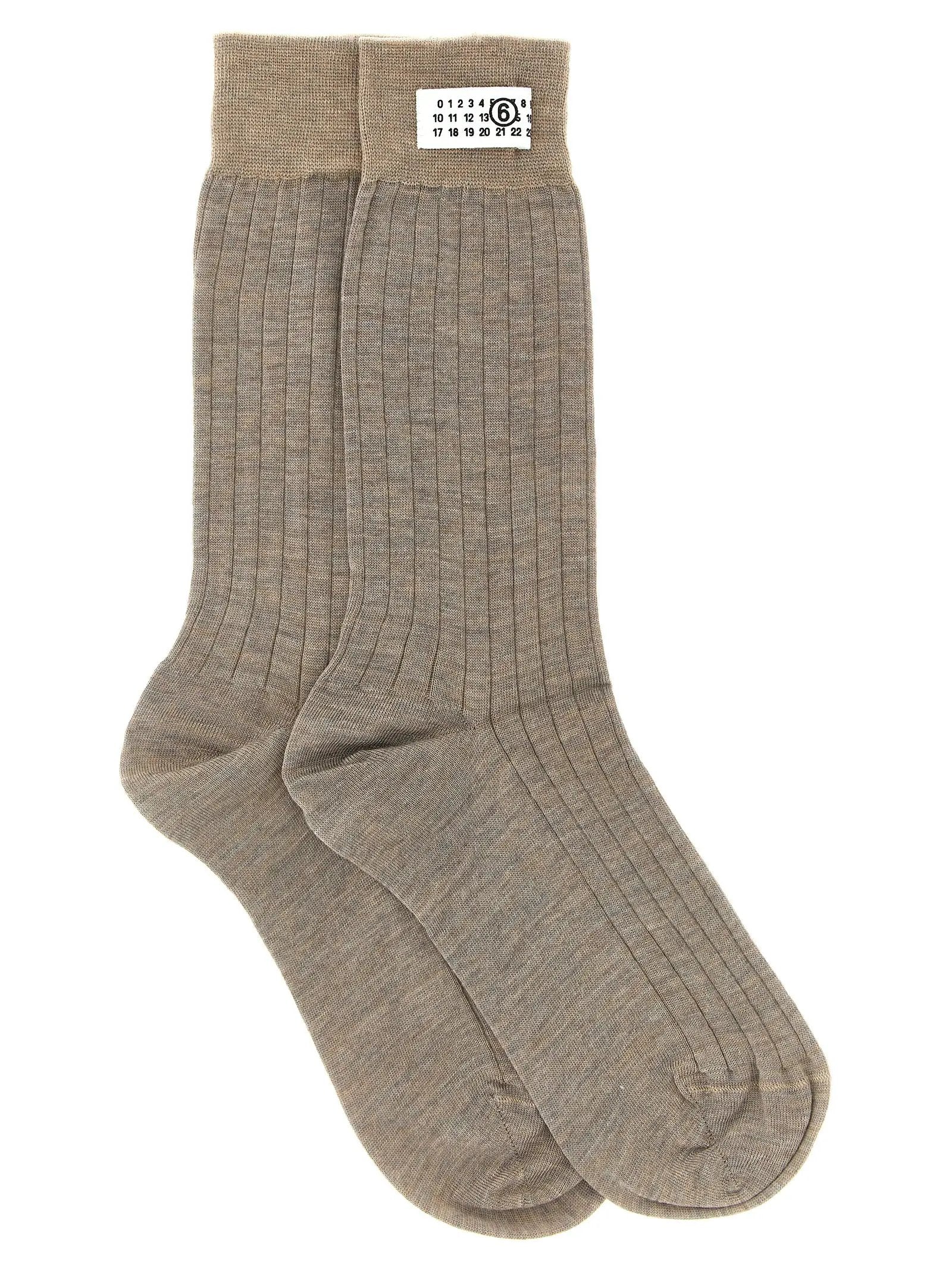 MM6 Maison Margiela Beige Wool Socks