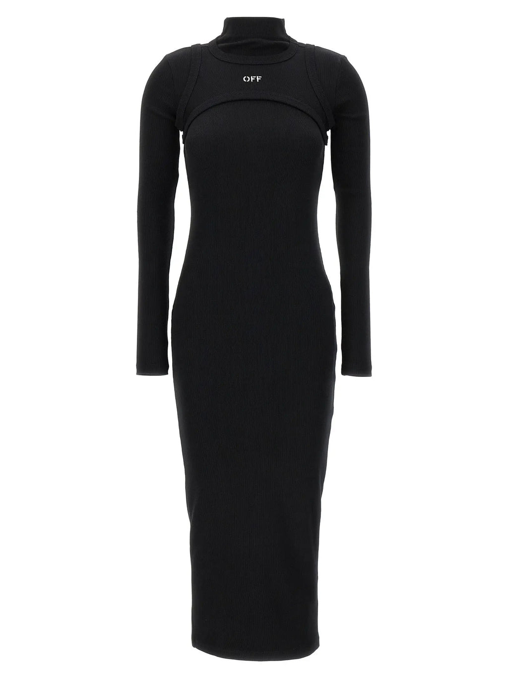 Off-White Black Cotton Midi Dress