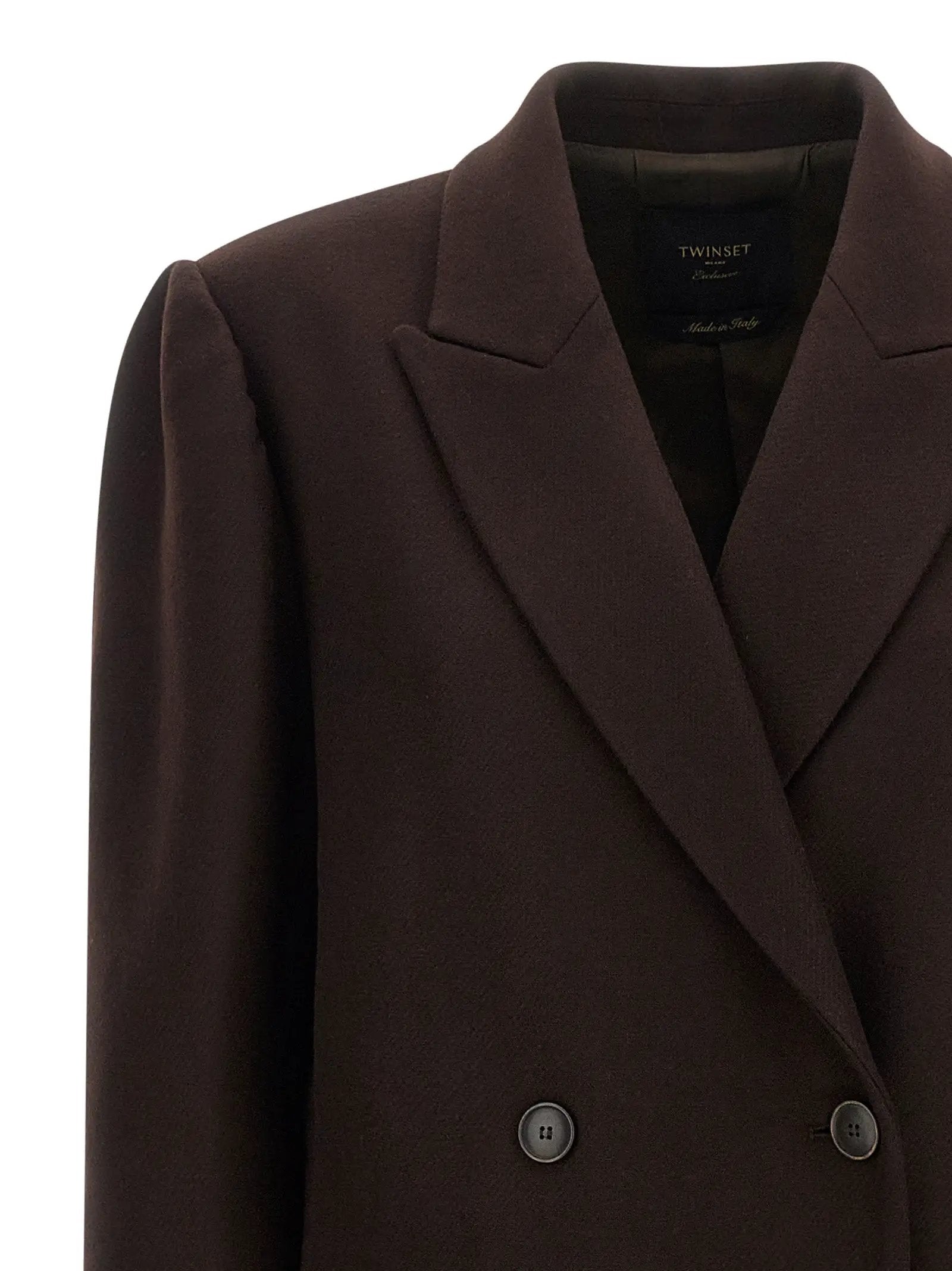 Twinset Brown Wool Coat