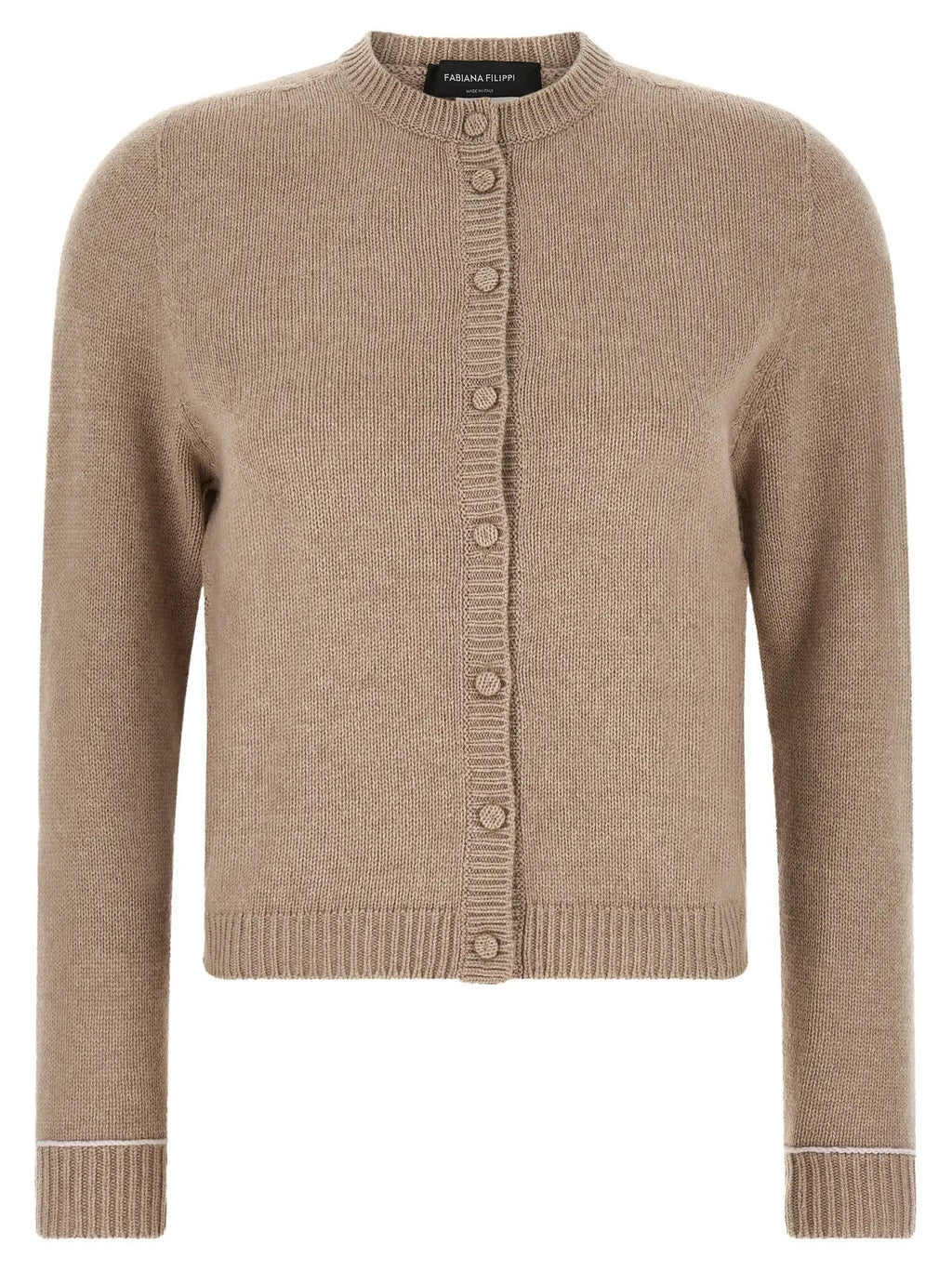 Fabiana Filippi Beige Virgin Wool Cardigan