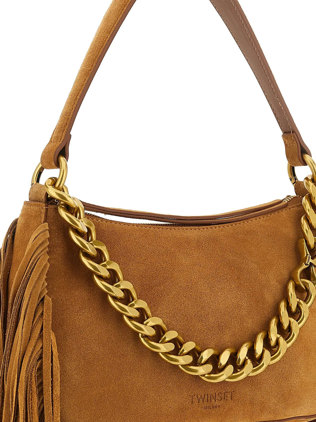 Sac bandoulière Twinset en cuir marron