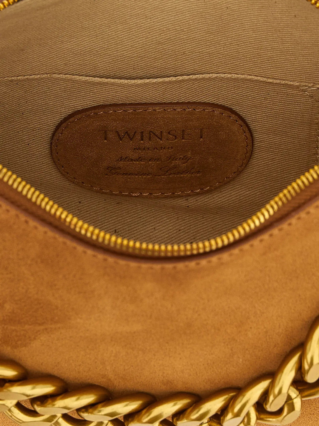 Sac bandoulière Twinset en cuir marron