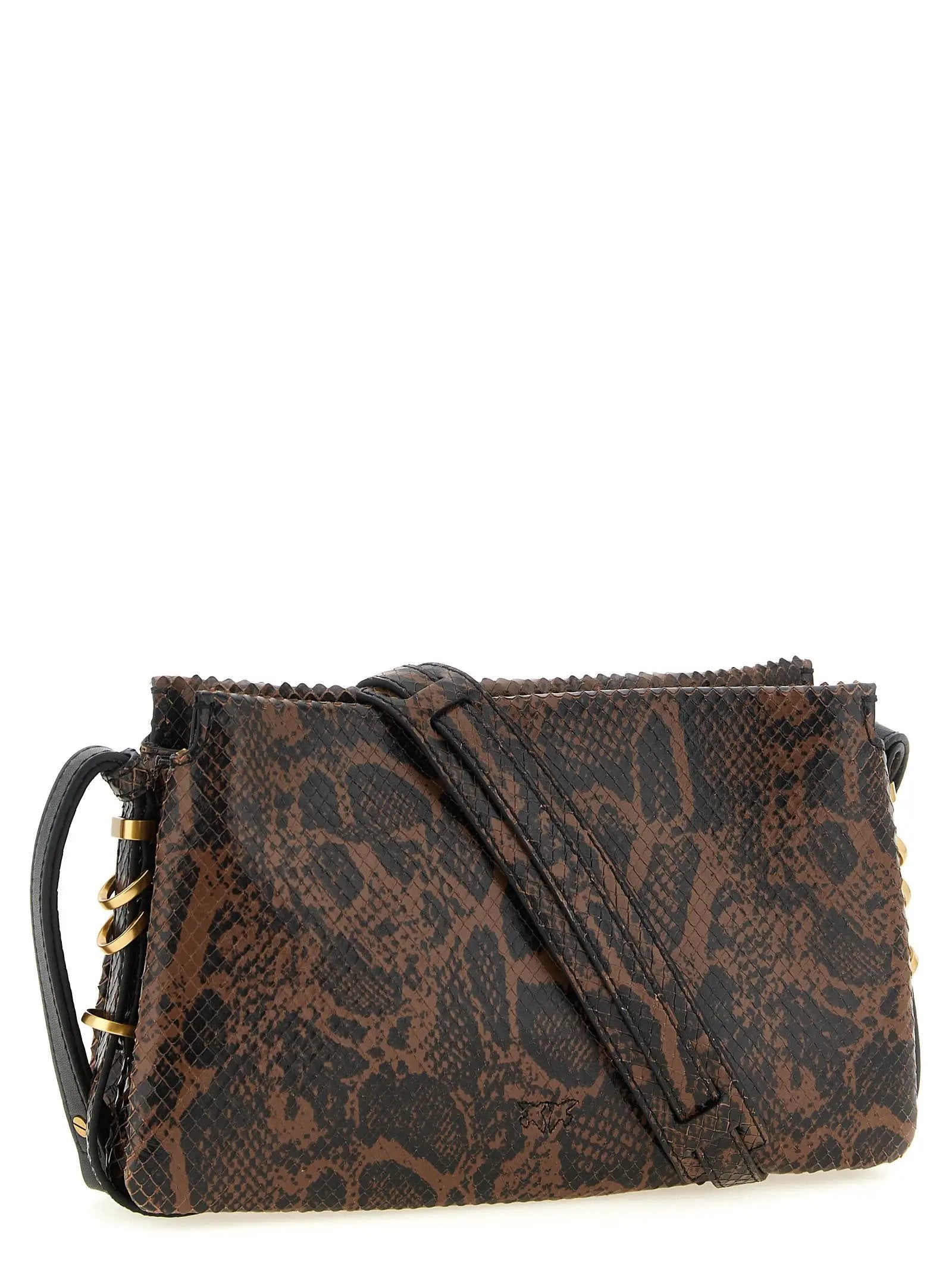 PINKO Brown Calfskin Crossbody Bag