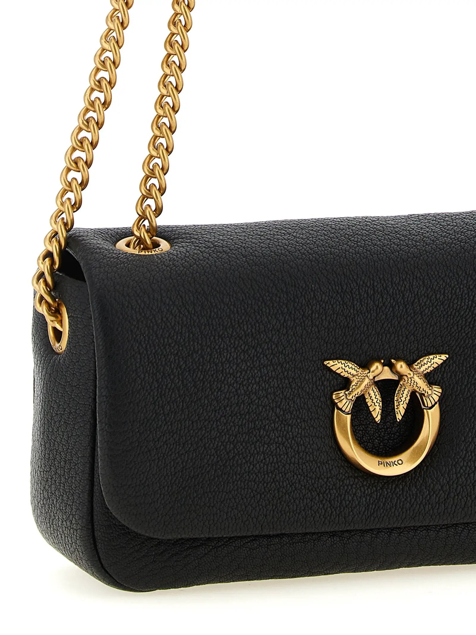 PINKO Black Lamb Leather Shoulder Bag