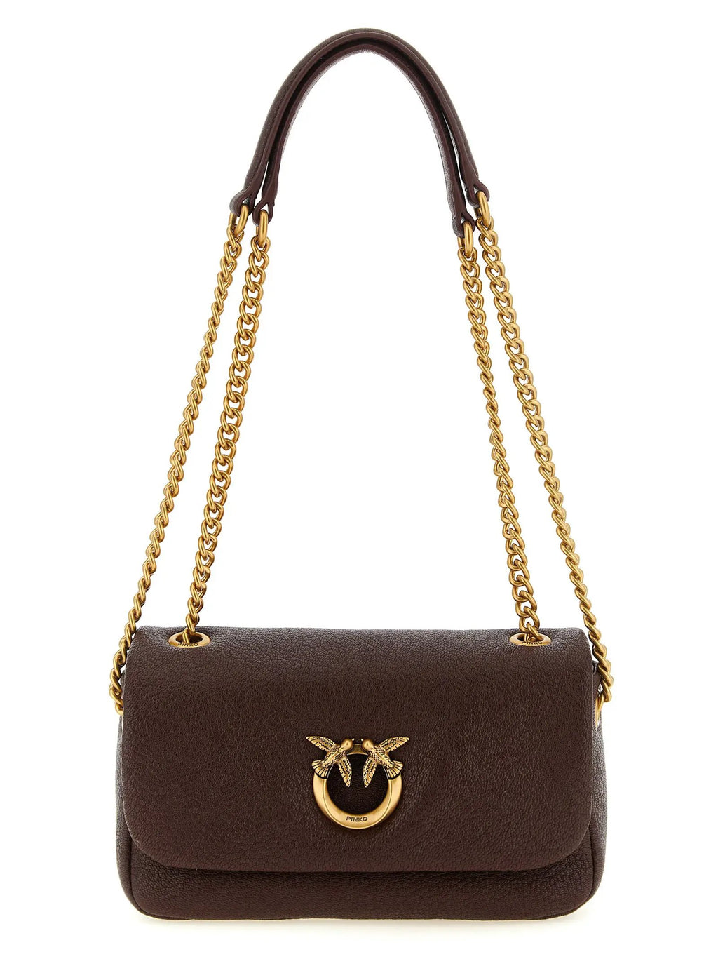 PINKO Brown Lamb Leather Shoulder Bag