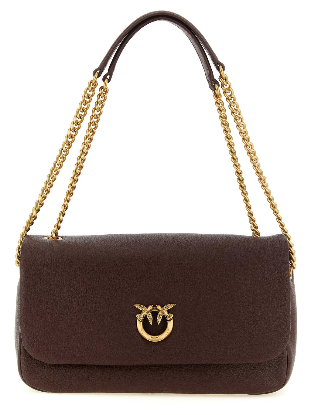 PINKO Brown Lamb Leather Shoulder Bag