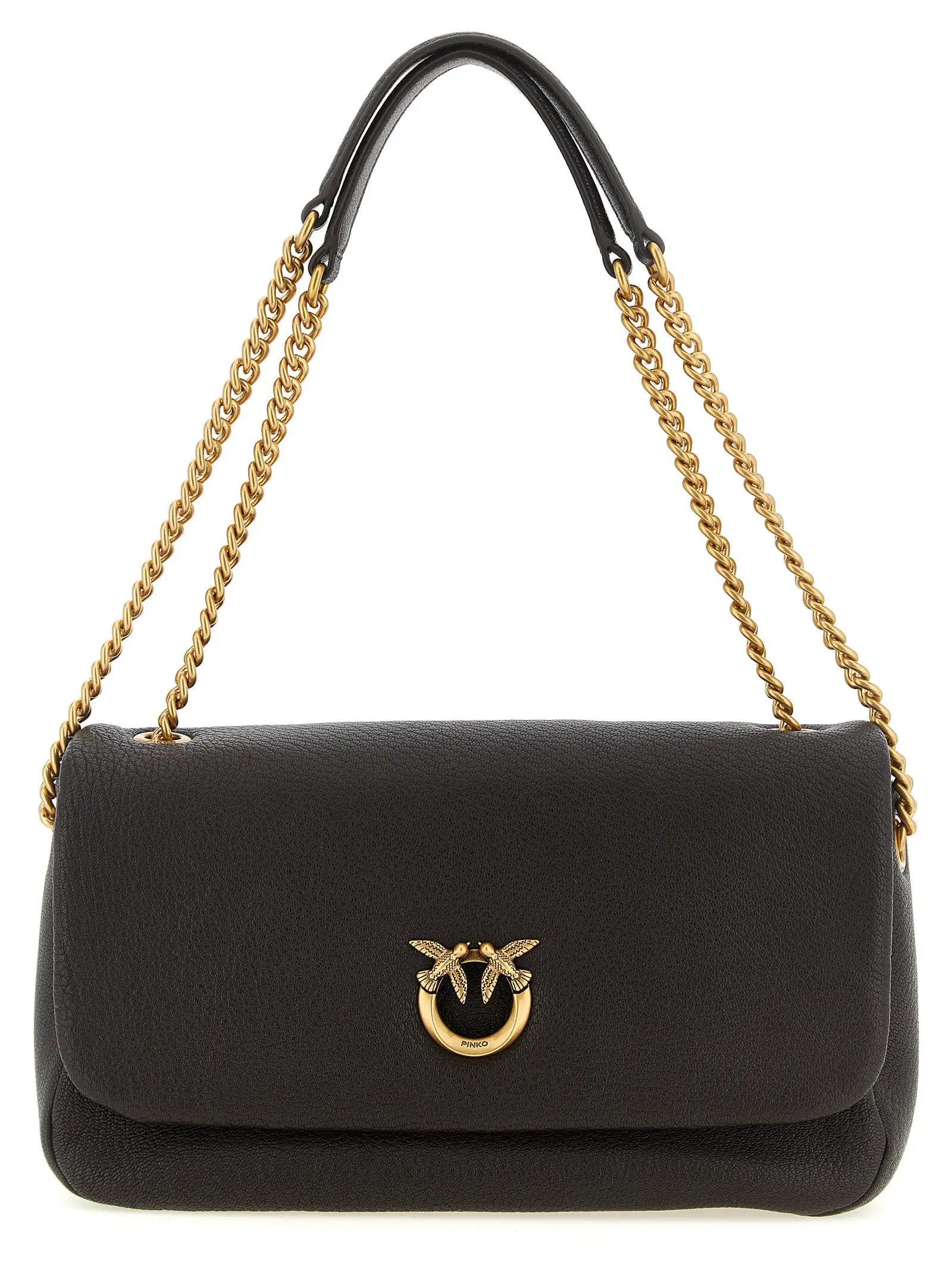 PINKO Brown Lamb Leather Shoulder Bag