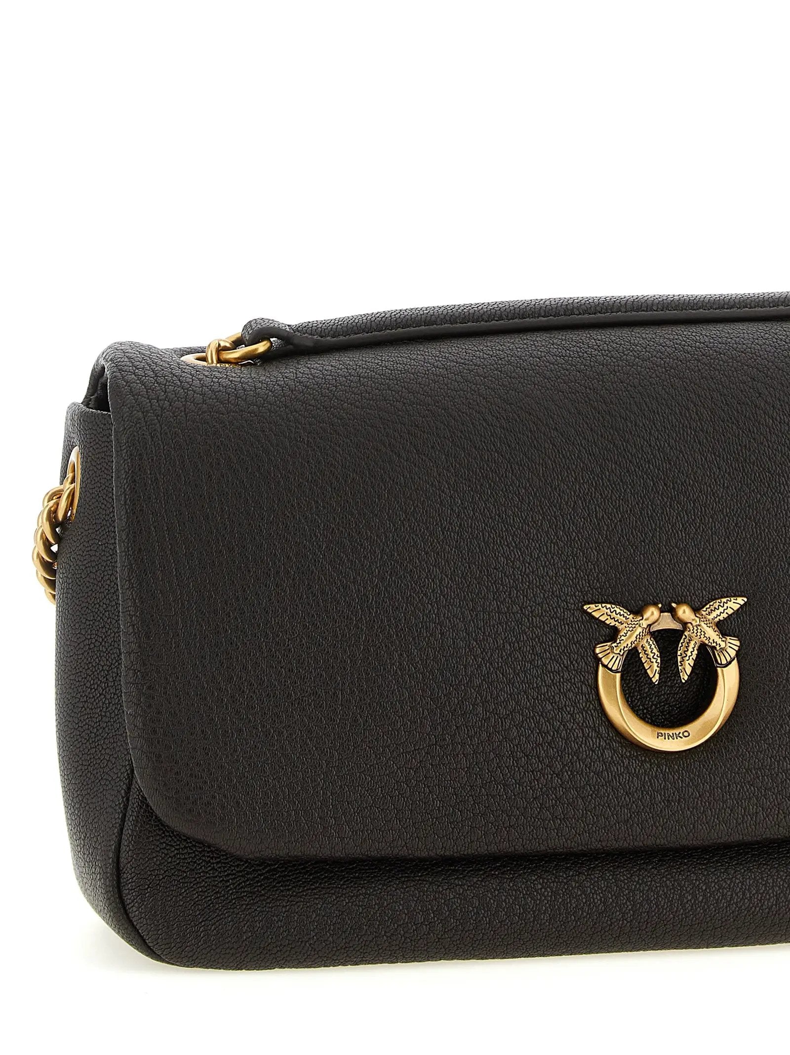 PINKO Brown Lamb Leather Shoulder Bag