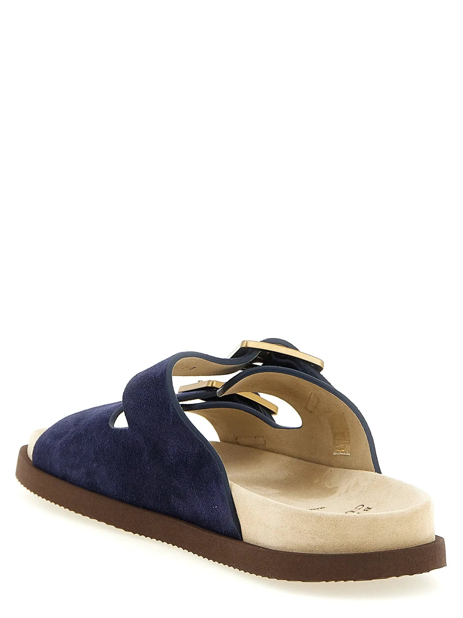 Mules Brunello Cucinelli en cuir de veau bleu