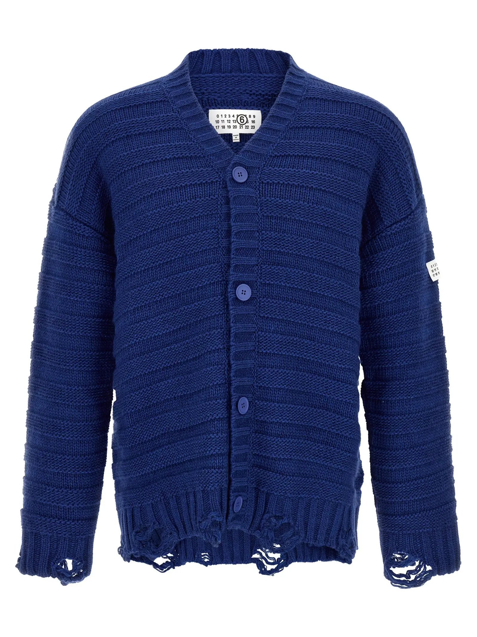 Gilet en laine vierge bleu MM6 Maison Margiela