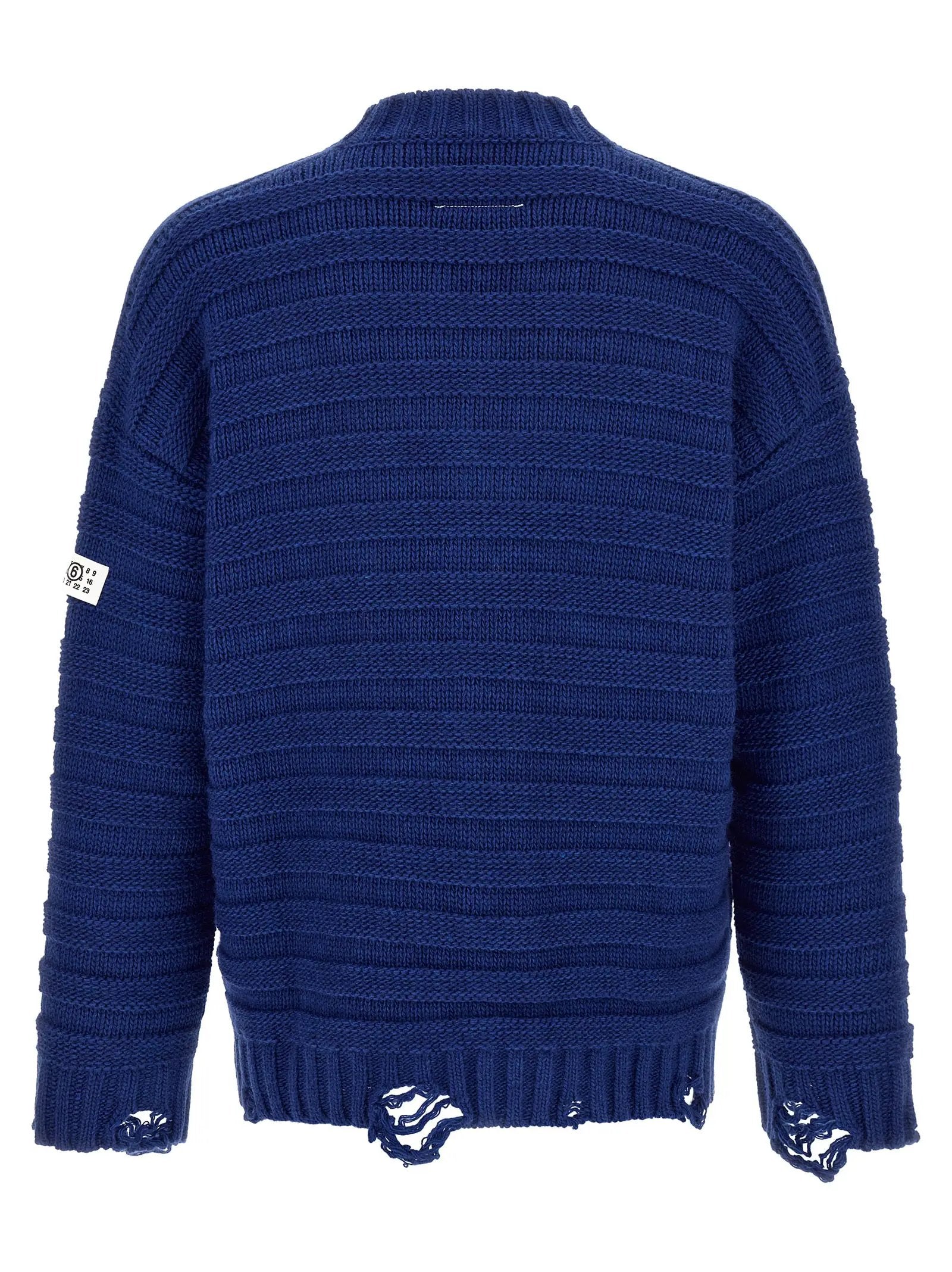 Gilet en laine vierge bleu MM6 Maison Margiela