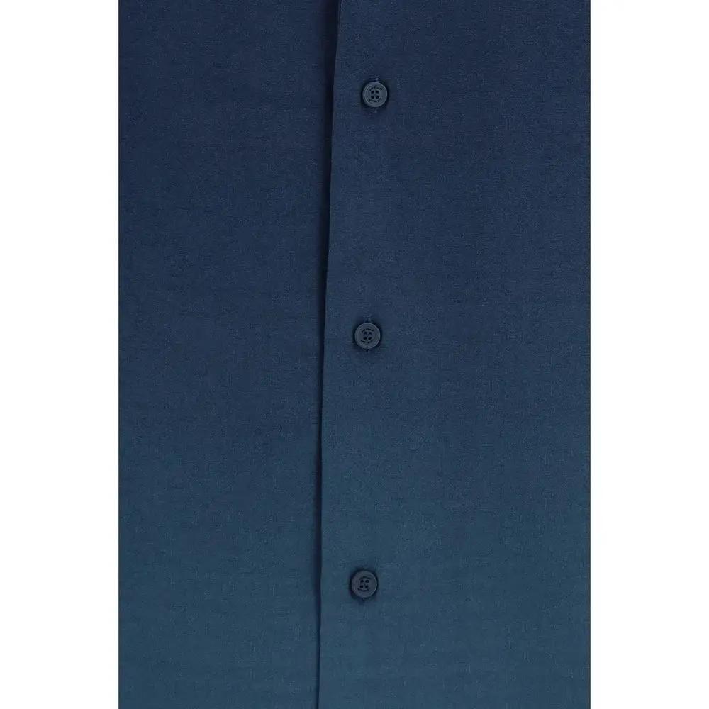 Off-White Blue Viscose Pattern Shirt