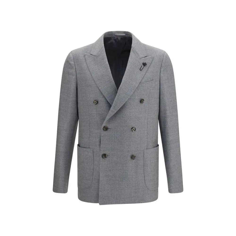 Veste longue Lardini en laine grise Oves Aries