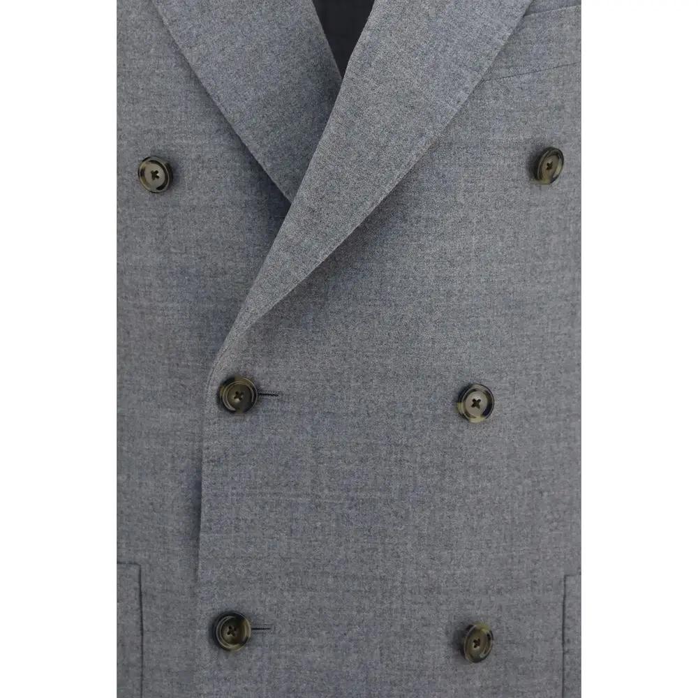 Veste longue Lardini en laine grise Oves Aries