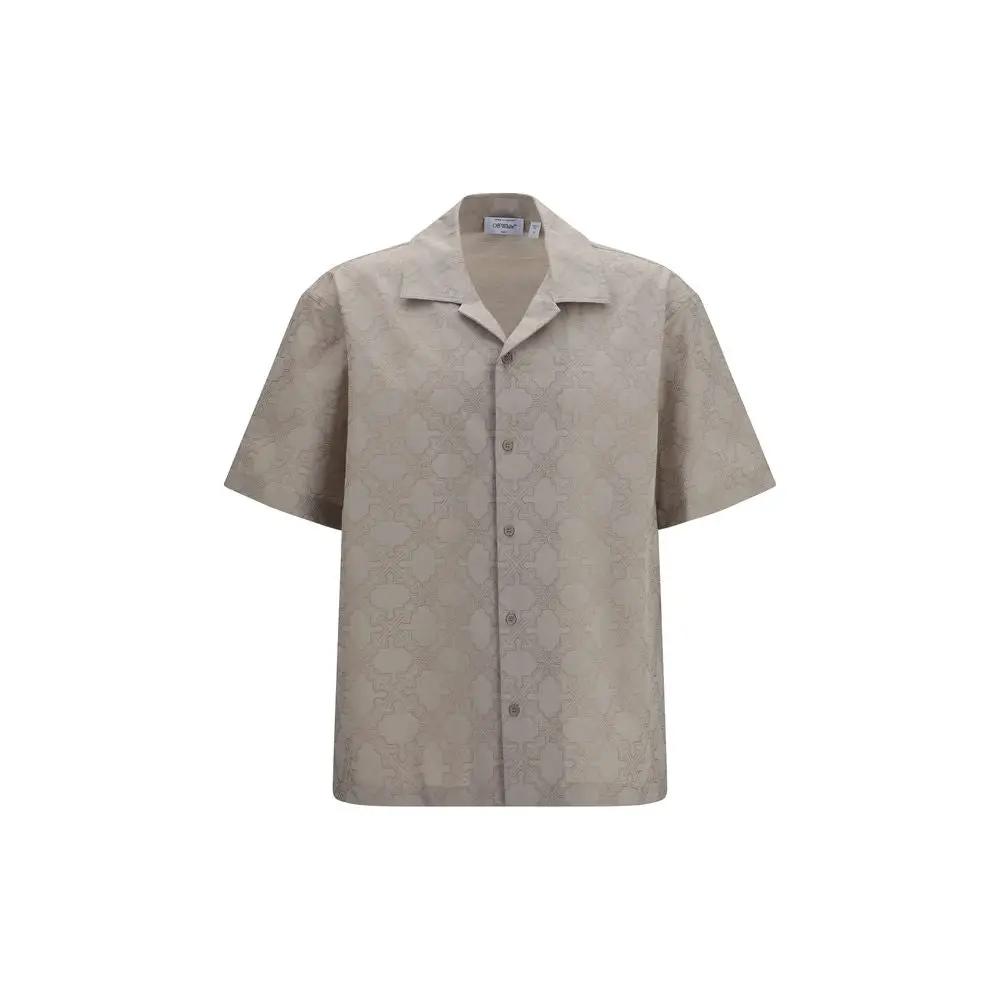 Chemise à motifs en coton beige Off-White