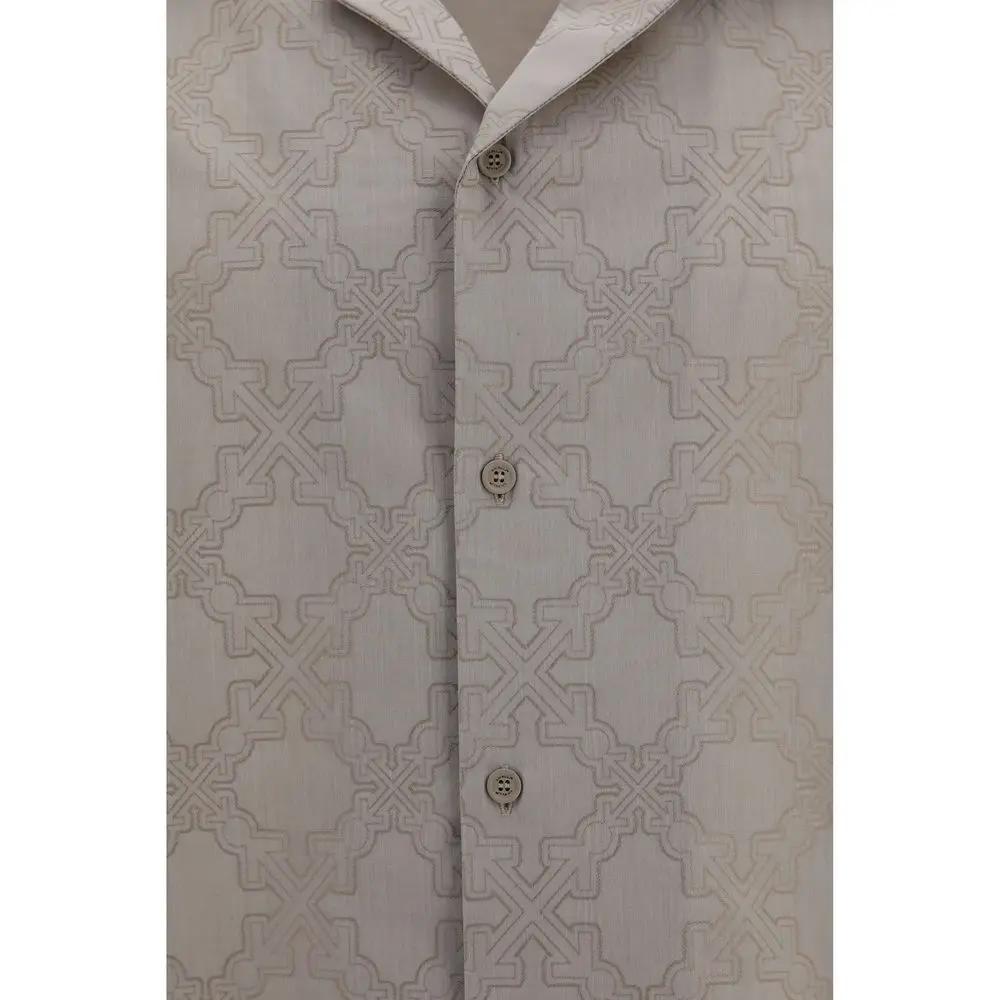 Chemise à motifs en coton beige Off-White